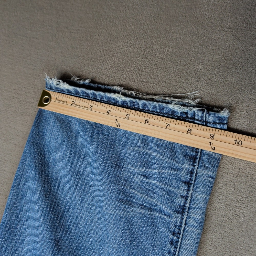 Akoo Y2K Streetwear Distressed Straight Leg Jeans 38 Blue Cotton Studded Wing - Picture 13 of 16